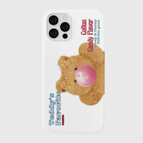 [THENINEMALL] Bubble Gum Teddy Gummy Hard Phone Case (2 types)