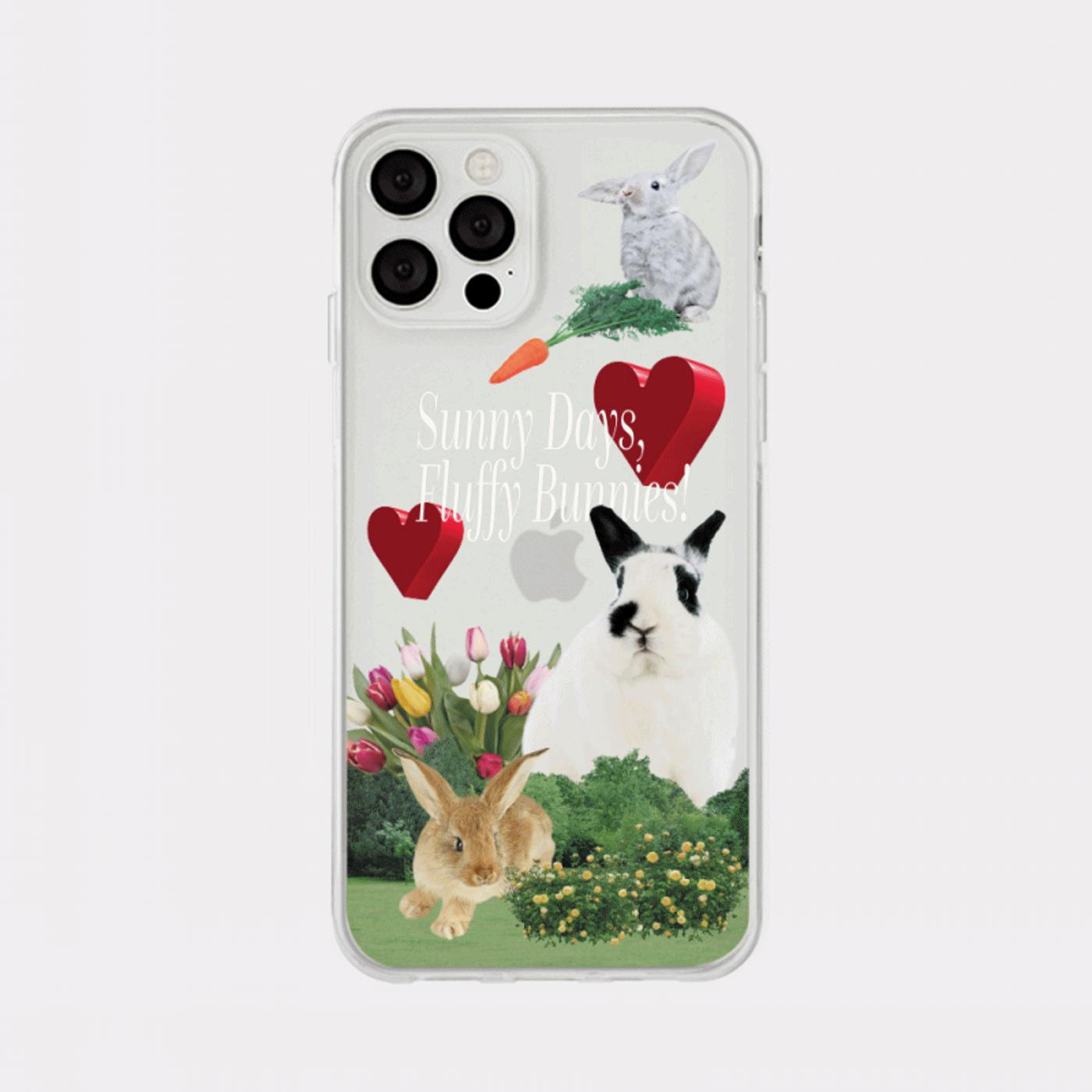 [Mademoment] Fluffy Bunnies Design Clear Phone Case (4 Types)