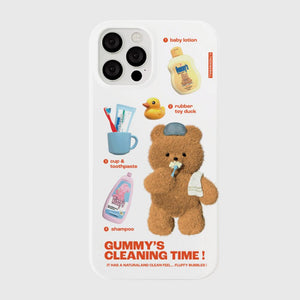 [THENINEMALL] Pattern Cleaning Time Gummy Hard Phone Case (2 types)