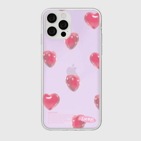 [THENINEMALL] Clear Heart Pattern Mirror Phone Case