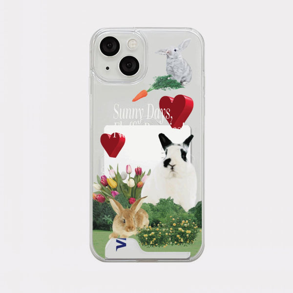 [Mademoment] Fluffy Bunnies Design Clear Phone Case (4 Types)