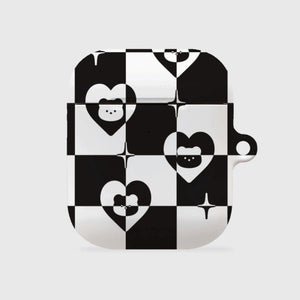 [THENINEMALL] Heart Gummy Checkerboard AirPods Hard Case