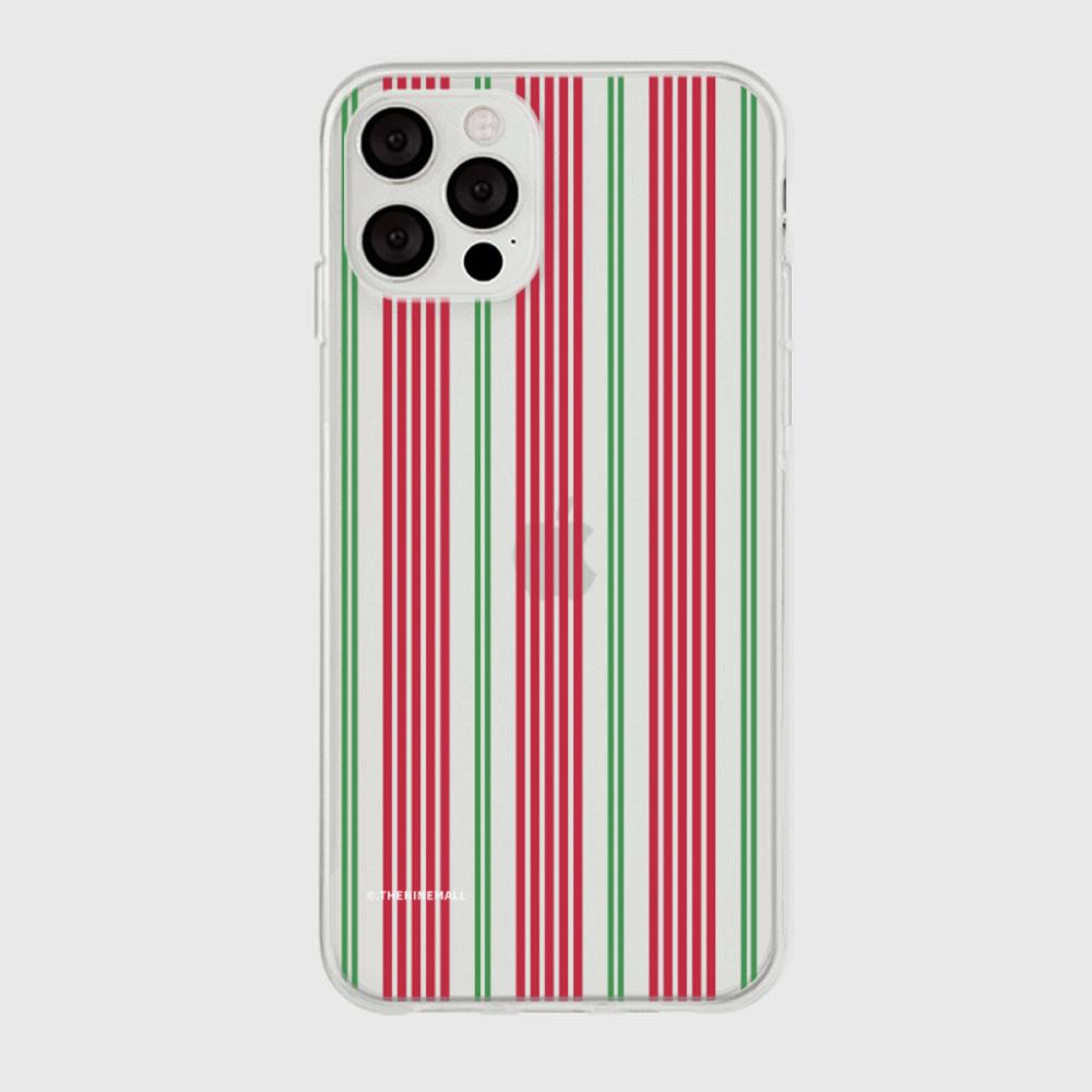 [THENINEMALL] Vintage Stripe Clear Phone Case (3 types)