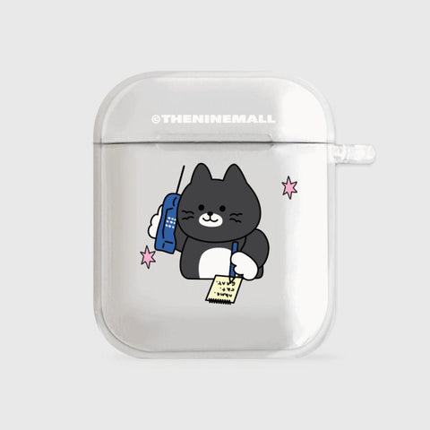 [THENINEMALL] Calling Hey Cat AirPods Clear Case