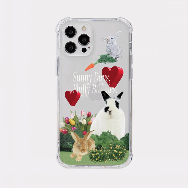 [Mademoment] Fluffy Bunnies Design Clear Phone Case (4 Types)