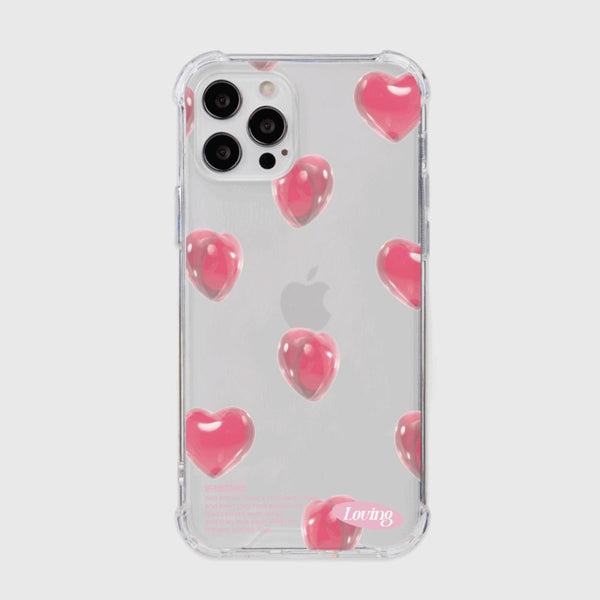 [THENINEMALL] Clear Heart Pattern Clear Phone Case (3 types)