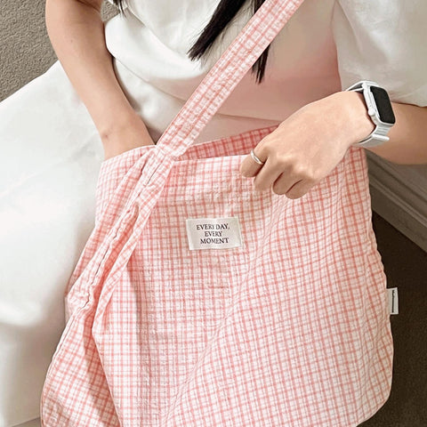 [Mademoment] Daily Check Eco Bag (Pink)