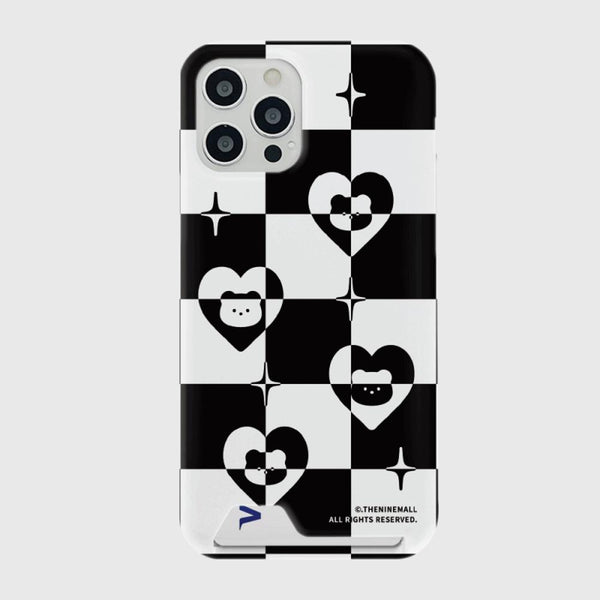 [THENINEMALL] Heart Gummy Checkerboard Hard Phone Case (2 types)