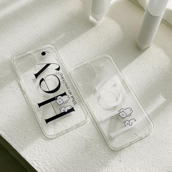 [Mademoment] Hey Momo Lettering Design Clear Phone Case (4 Types)