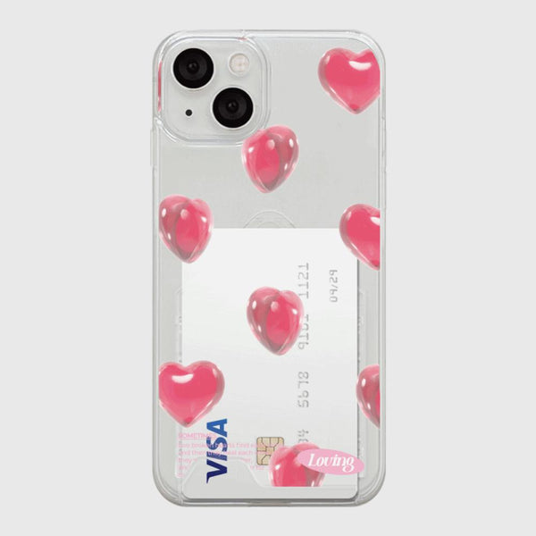 [THENINEMALL] Clear Heart Pattern Clear Phone Case (3 types)