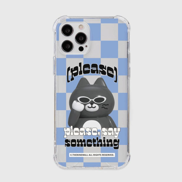 [THENINEMALL] Hey Cat Checkerboard Clear Phone Case (3 types)