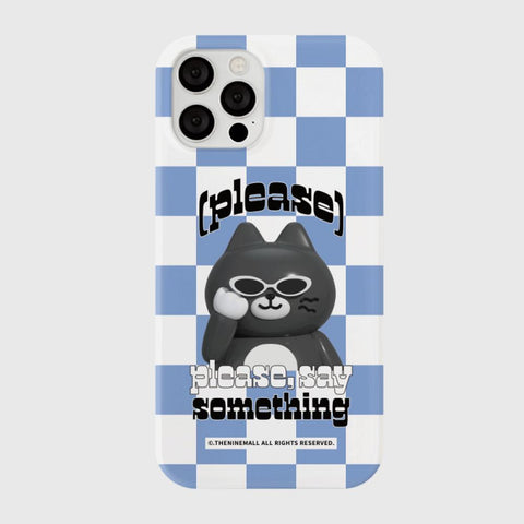 [THENINEMALL] Hey Cat Checkerboard Hard Phone Case (2 types)