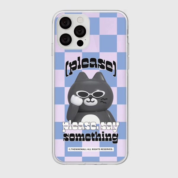 [THENINEMALL] Hey Cat Checkerboard Mirror Phone Case