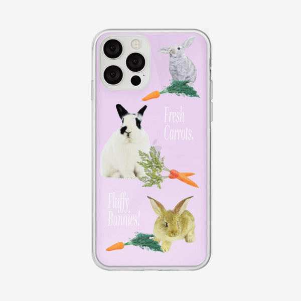 [Mademoment] Fluffy Bunnies Design Glossy Mirror Phone Case