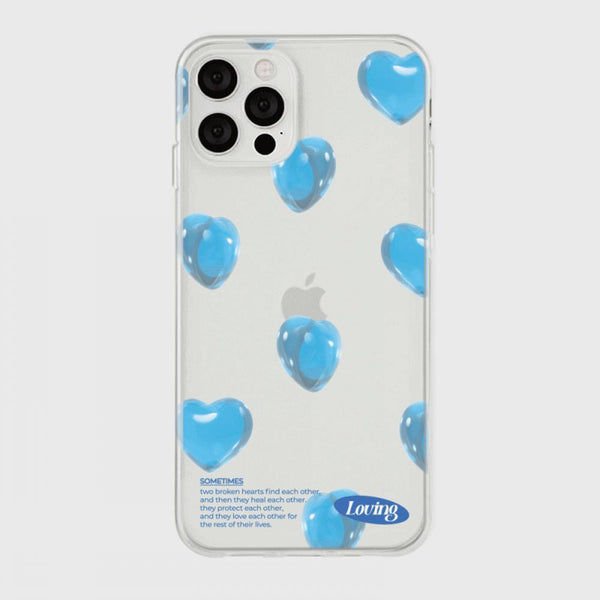 [THENINEMALL] Clear Heart Pattern Clear Phone Case (3 types)