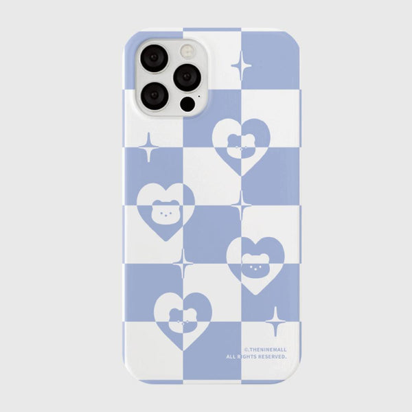 [THENINEMALL] Heart Gummy Checkerboard Hard Phone Case (2 types)