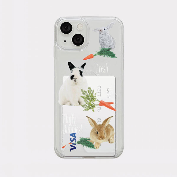 [Mademoment] Fluffy Bunnies Design Clear Phone Case (4 Types)