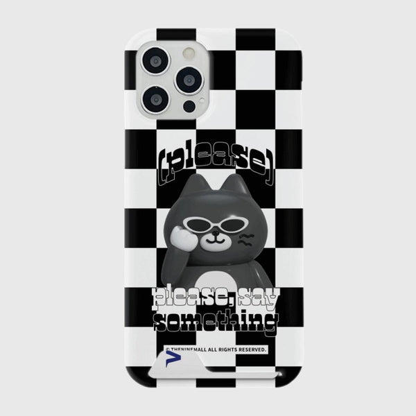 [THENINEMALL] Hey Cat Checkerboard Hard Phone Case (2 types)