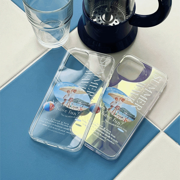 [Mademoment] 썸머웨이브 디자인 Glossy Mirror Phone Case