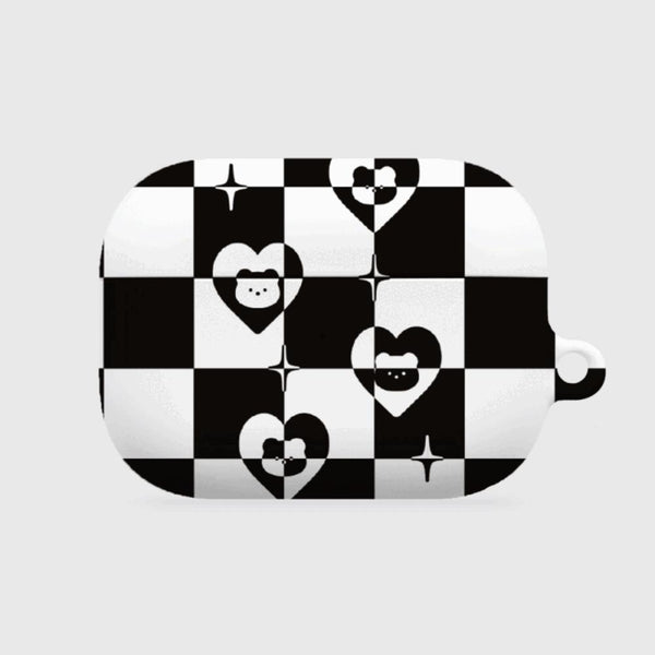 [THENINEMALL] Heart Gummy Checkerboard AirPods Hard Case