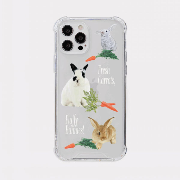 [Mademoment] Fluffy Bunnies Design Clear Phone Case (4 Types)