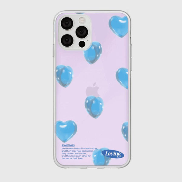 [THENINEMALL] Clear Heart Pattern Mirror Phone Case