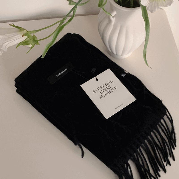 [Mademoment] Basic Wool Black Muffler