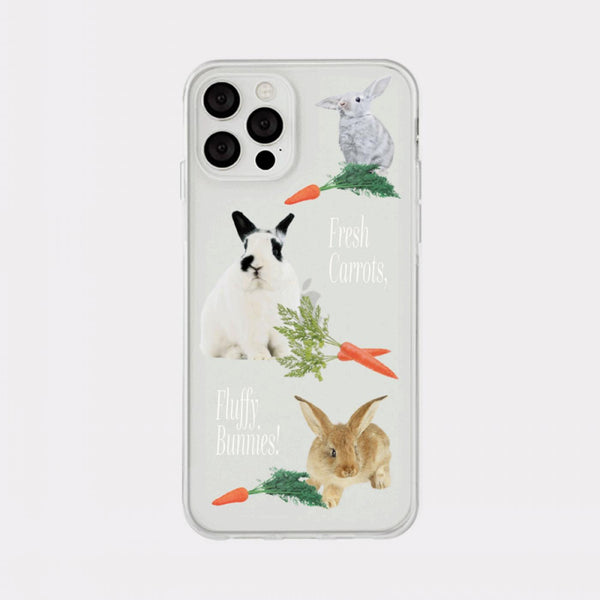 [Mademoment] Fluffy Bunnies Design Clear Phone Case (4 Types)