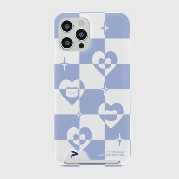 [THENINEMALL] Heart Gummy Checkerboard Hard Phone Case (2 types)