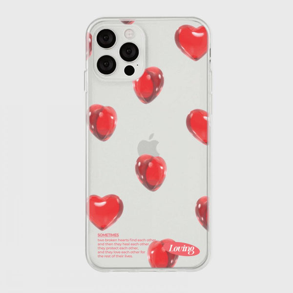 [THENINEMALL] Clear Heart Pattern Clear Phone Case (3 types)