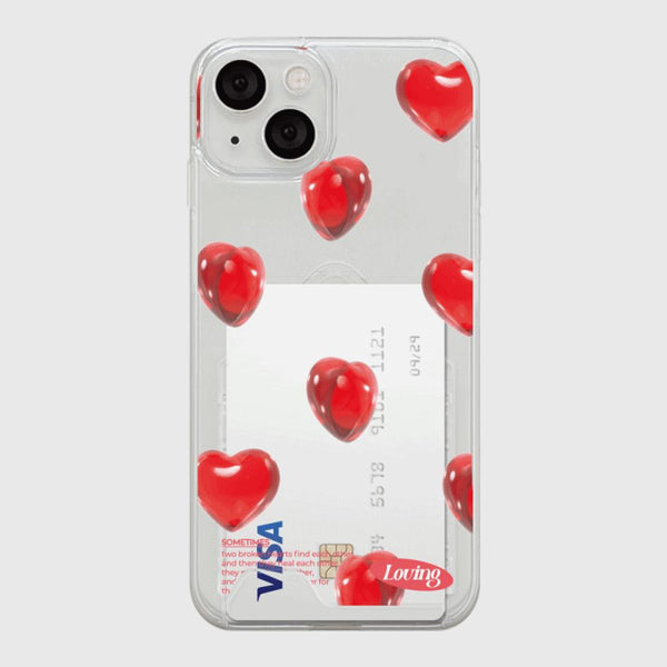 [THENINEMALL] Clear Heart Pattern Clear Phone Case (3 types)