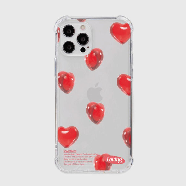 [THENINEMALL] Clear Heart Pattern Clear Phone Case (3 types)