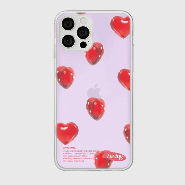 [THENINEMALL] Clear Heart Pattern Mirror Phone Case