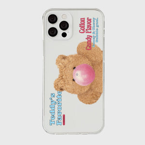 [THENINEMALL] Bubble Gum Teddy Gummy Clear Phone Case (3 types)