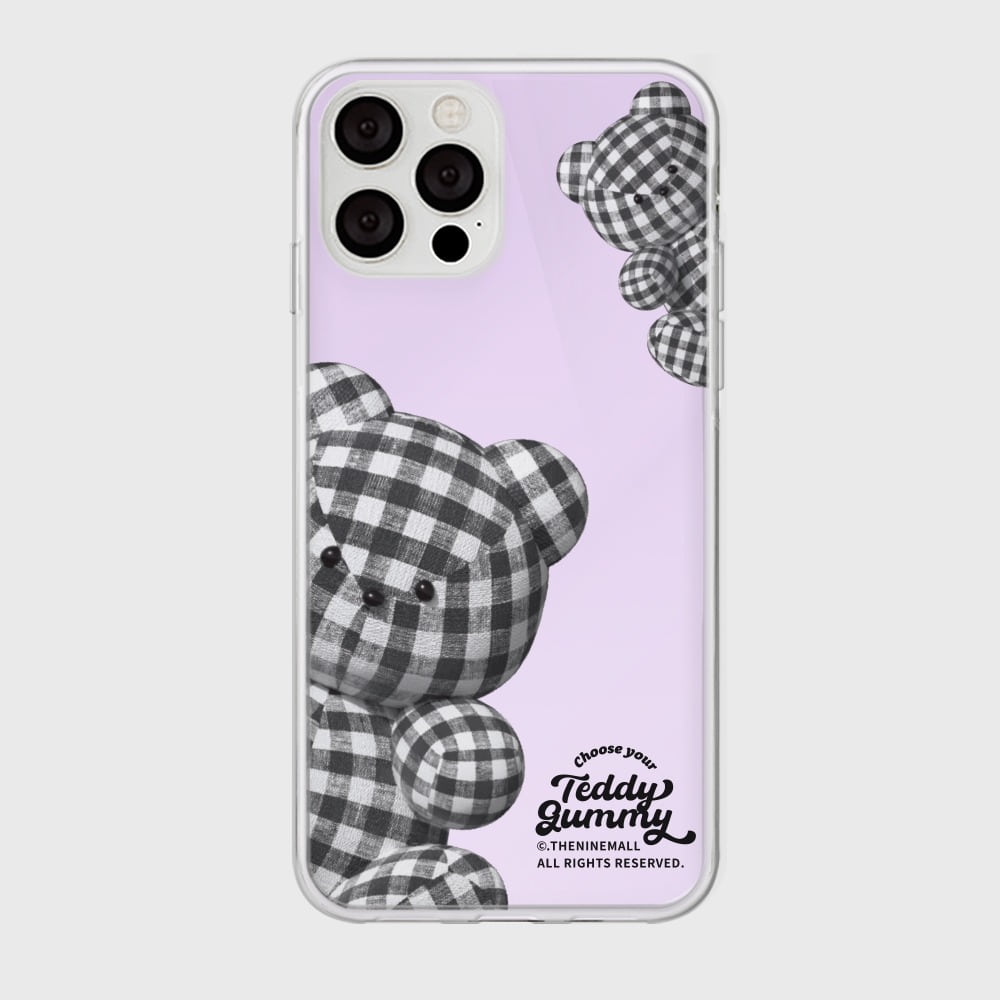 [THENINEMALL] Check Gingham Gummy Mirror Phone Case