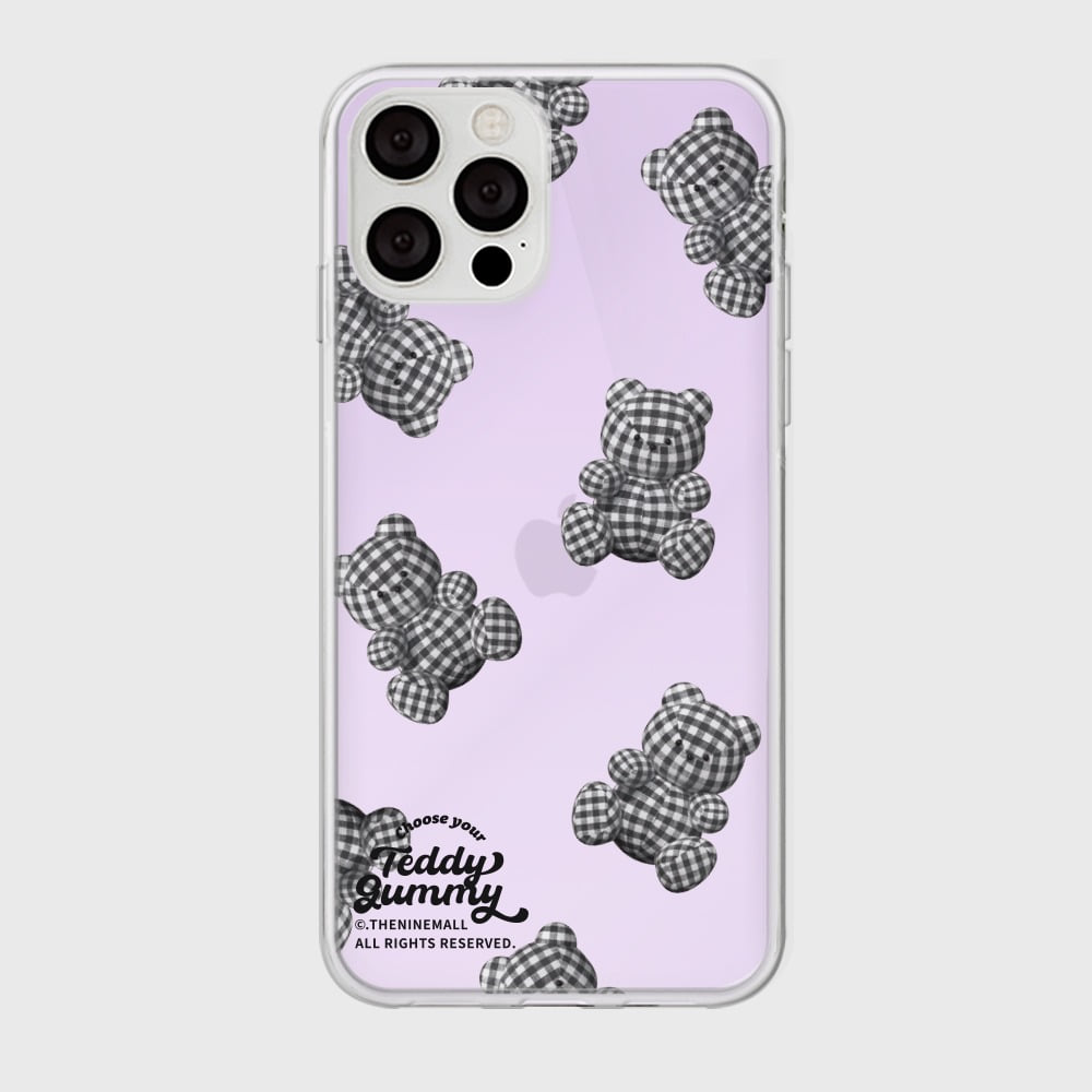 [THENINEMALL] Pattern Gingham Gummy Mirror Phone Case