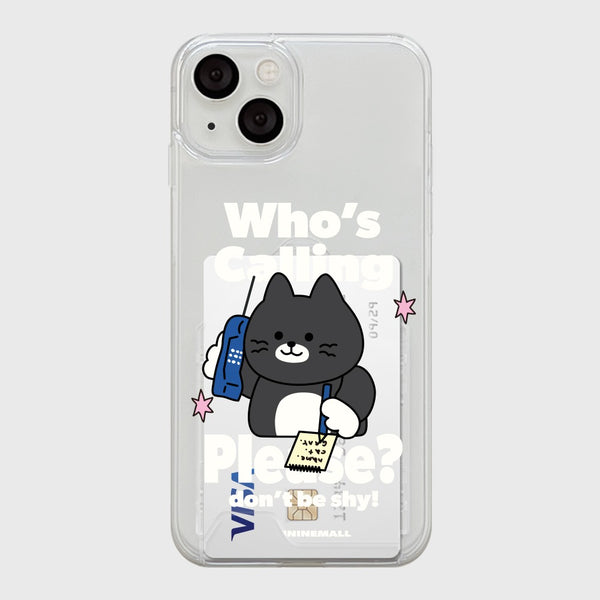 [THENINEMALL] Calling Hey Cat Clear Phone Case (3 types)