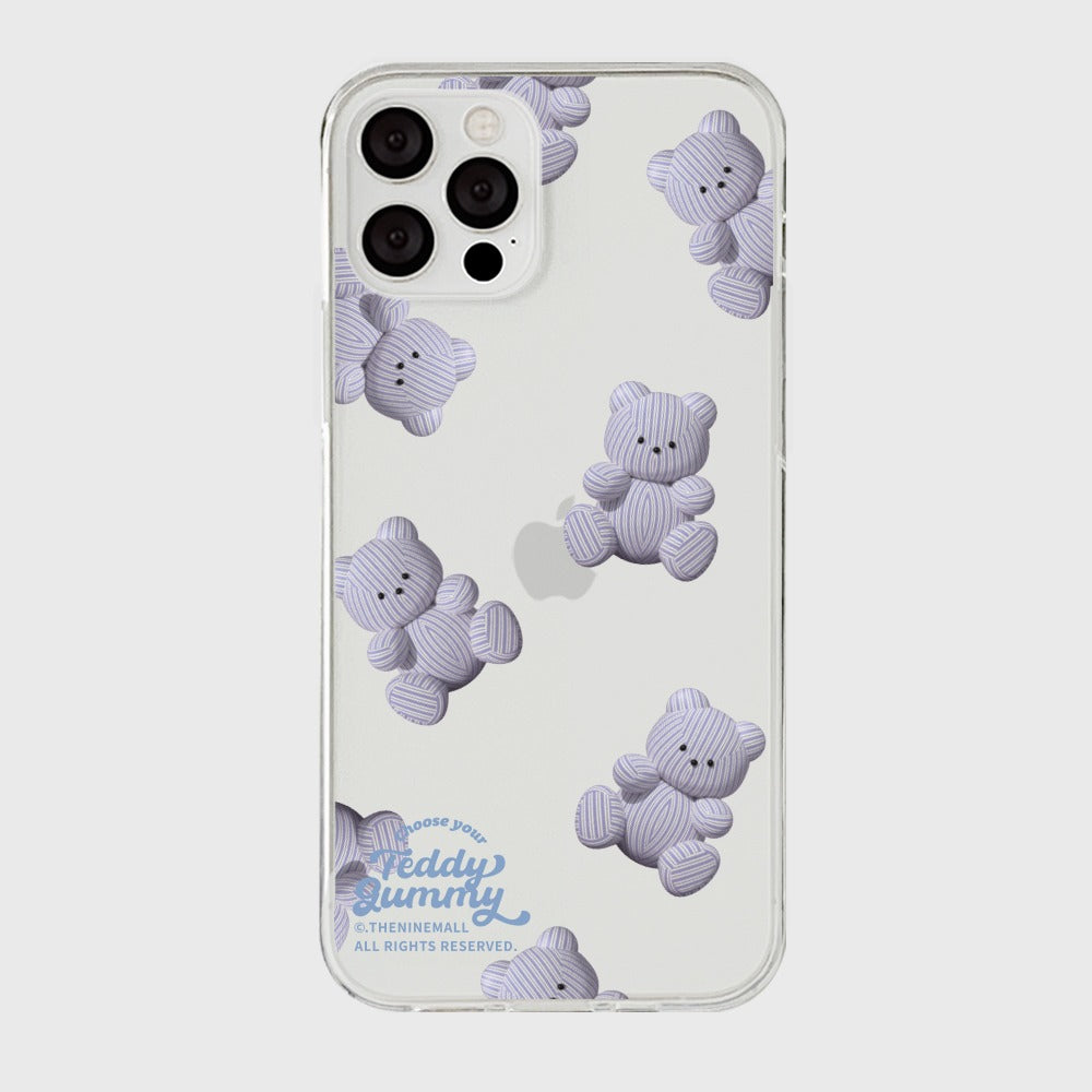 [THENINEMALL] Pattern Stripy Gummy Clear Phone Case (3 types)