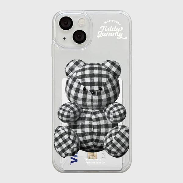 [THENINEMALL] Gingham Gummy Clear Phone Case (3 types)