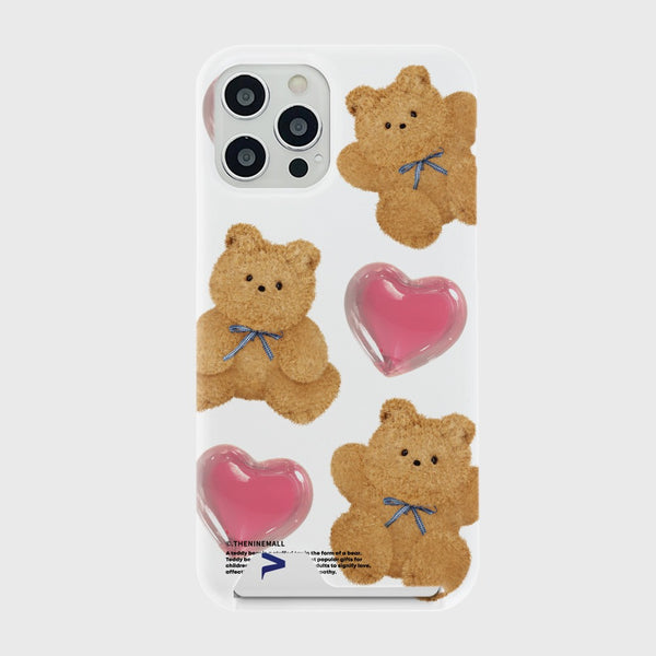 [THENINEMALL] Pattern Ribbon Teddy Gummy Hard Phone Case (2 types)