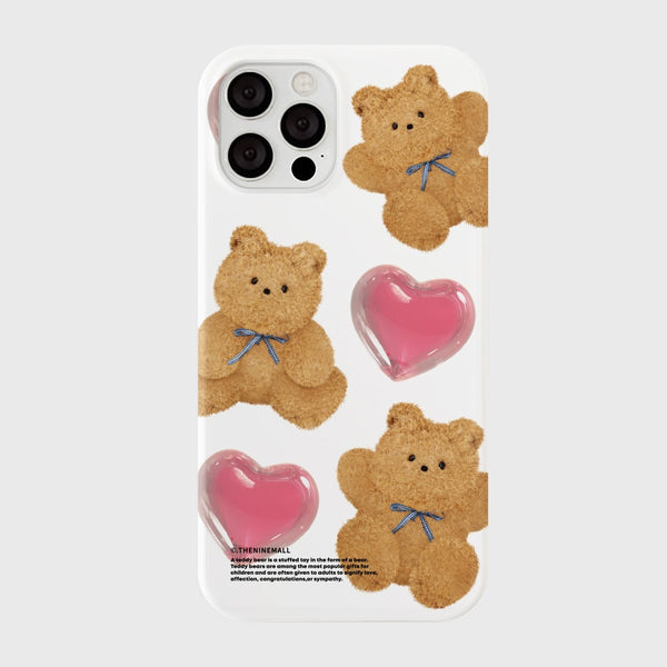 [THENINEMALL] Pattern Ribbon Teddy Gummy Hard Phone Case (2 types)