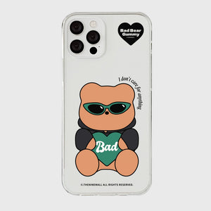 [THENINEMALL] Green Checkerboard Bad Gummy Clear Phone Case (3 types)