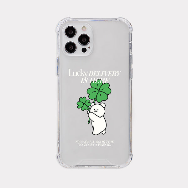 [Mademoment] Lucky Momo Bear Lettering Design Clear Phone Case (3 Types)