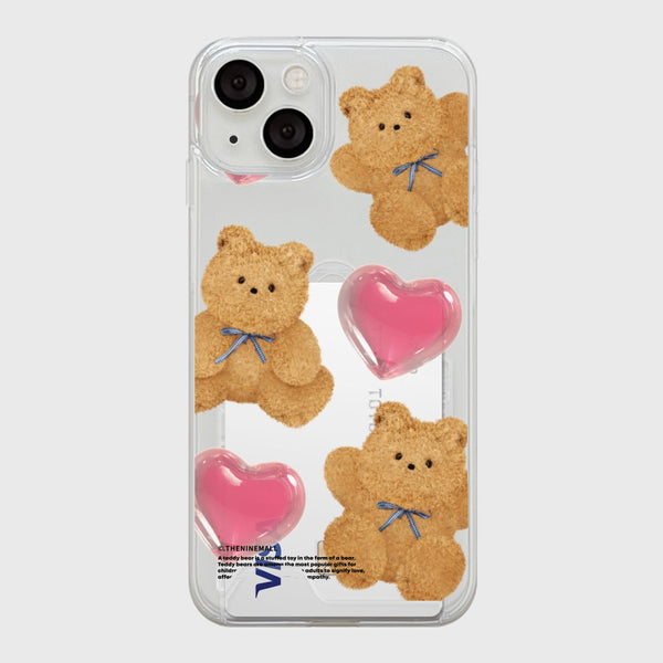 [THENINEMALL] Pattern Ribbon Teddy Gummy Clear Phone Case (3 types)