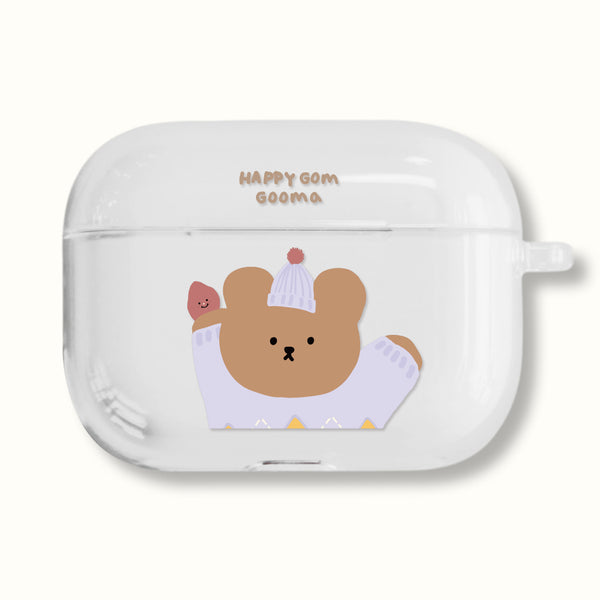 [MOMO CASE] 498 해피곰구마 Clear Airpods Case