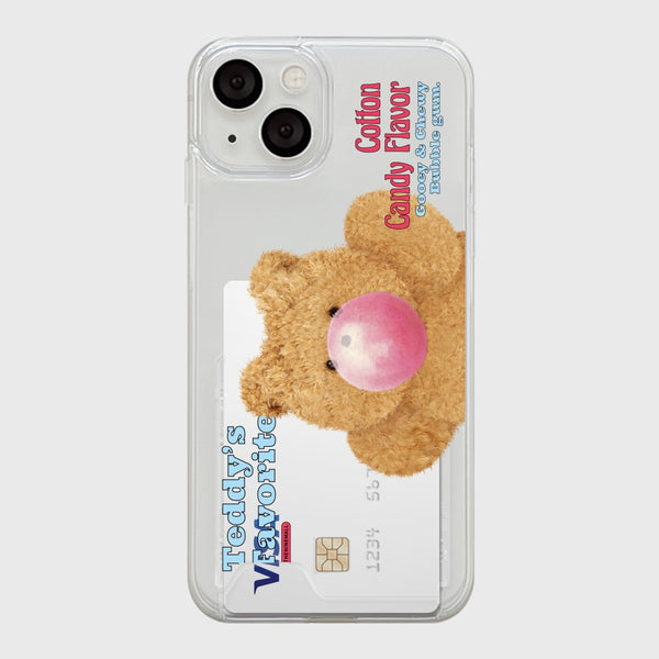 [THENINEMALL] Bubble Gum Teddy Gummy Clear Phone Case (3 types)