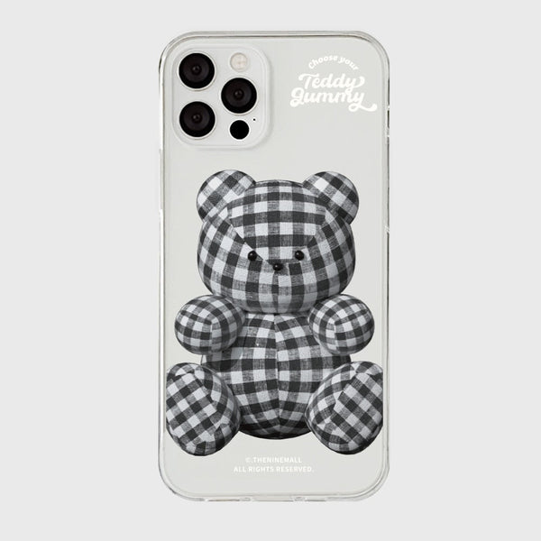 [THENINEMALL] Gingham Gummy Clear Phone Case (3 types)