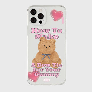 [THENINEMALL] Ribbon Teddy Gummy Clear Phone Case (3 types)