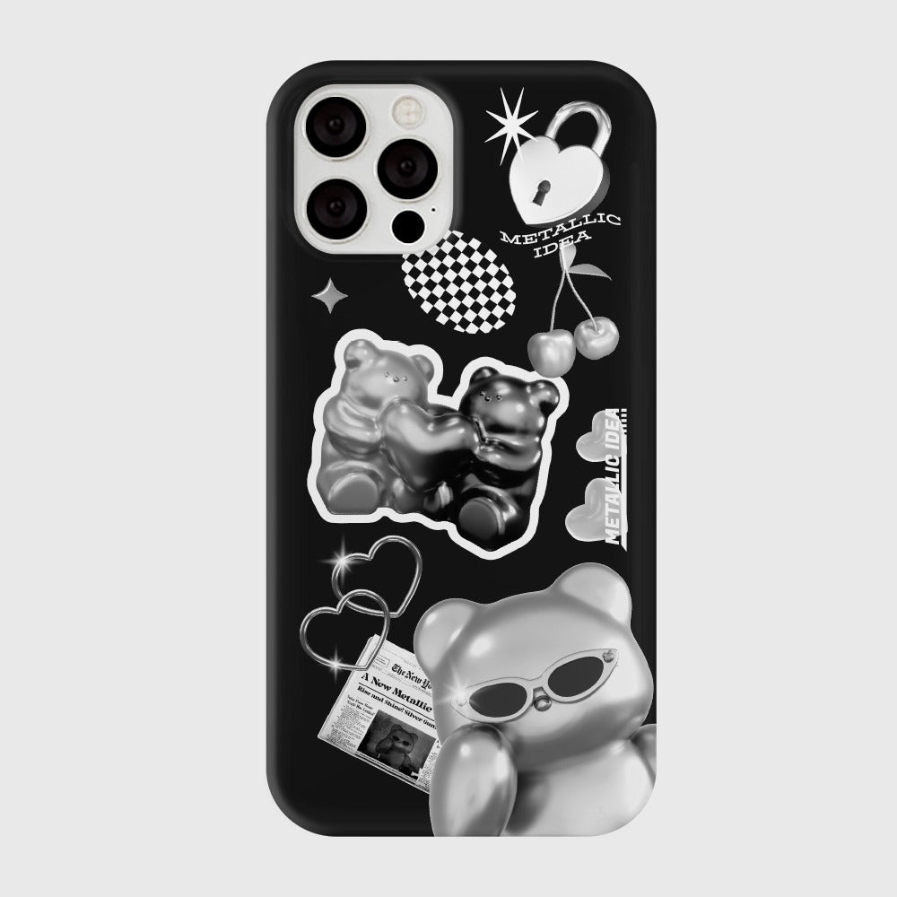 [THENINEMALL] 스티커 실버 구미 Hard Phone Case (3 types)