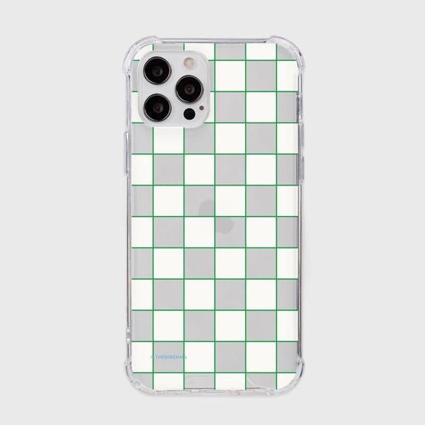 [THENINEMALL] Green Line Checkboard Clear Phone Case (3 types)